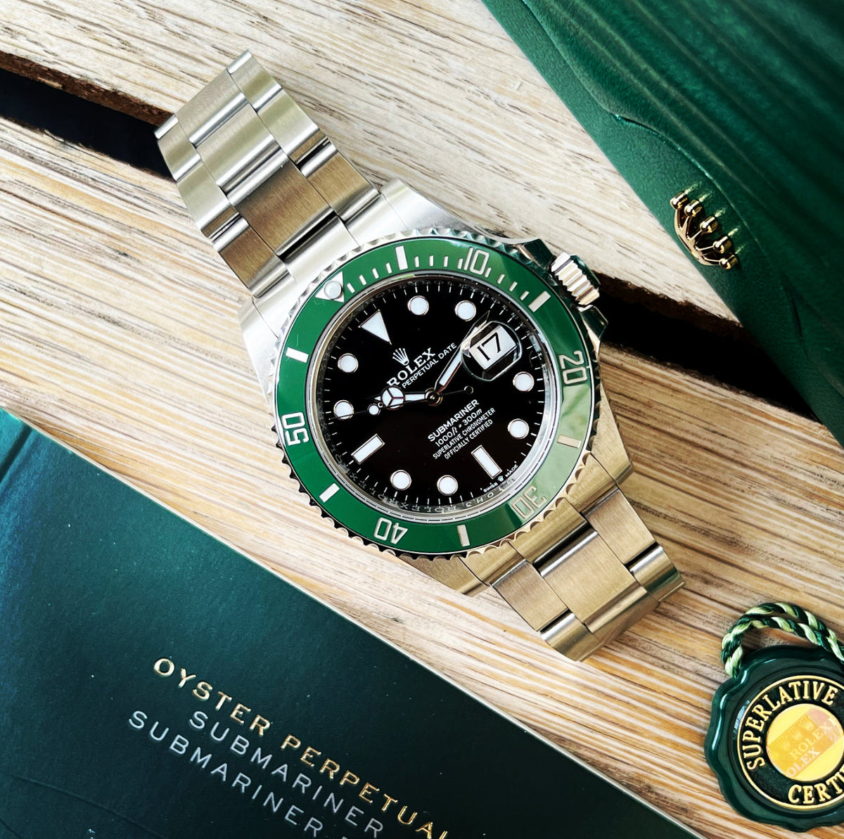 Rolex Submariner 126610LV green Cerachrom bezel 41mm steel case — official giveaway
